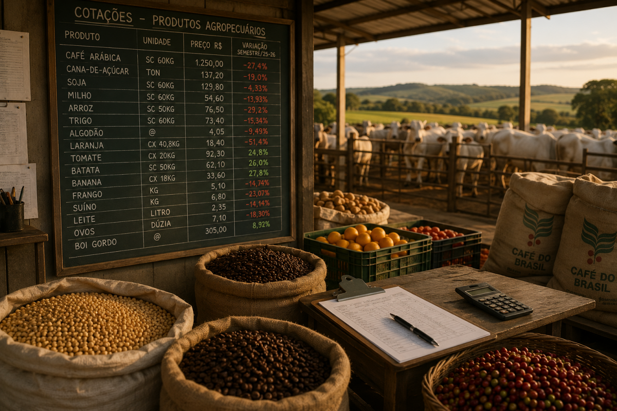 Preços ao produtor caem 9,5% no primeiro semestre