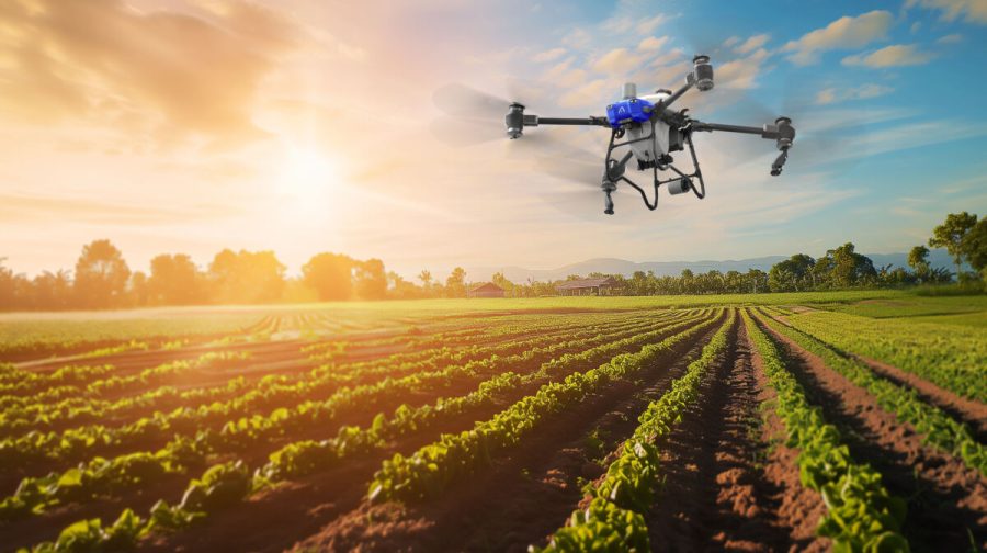 High-tech agriculture: Machinery and quadcopter ensure crop success in a smart field