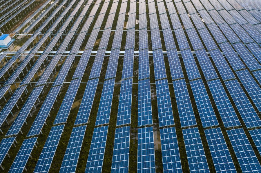 solar power panels in clean energy generating station